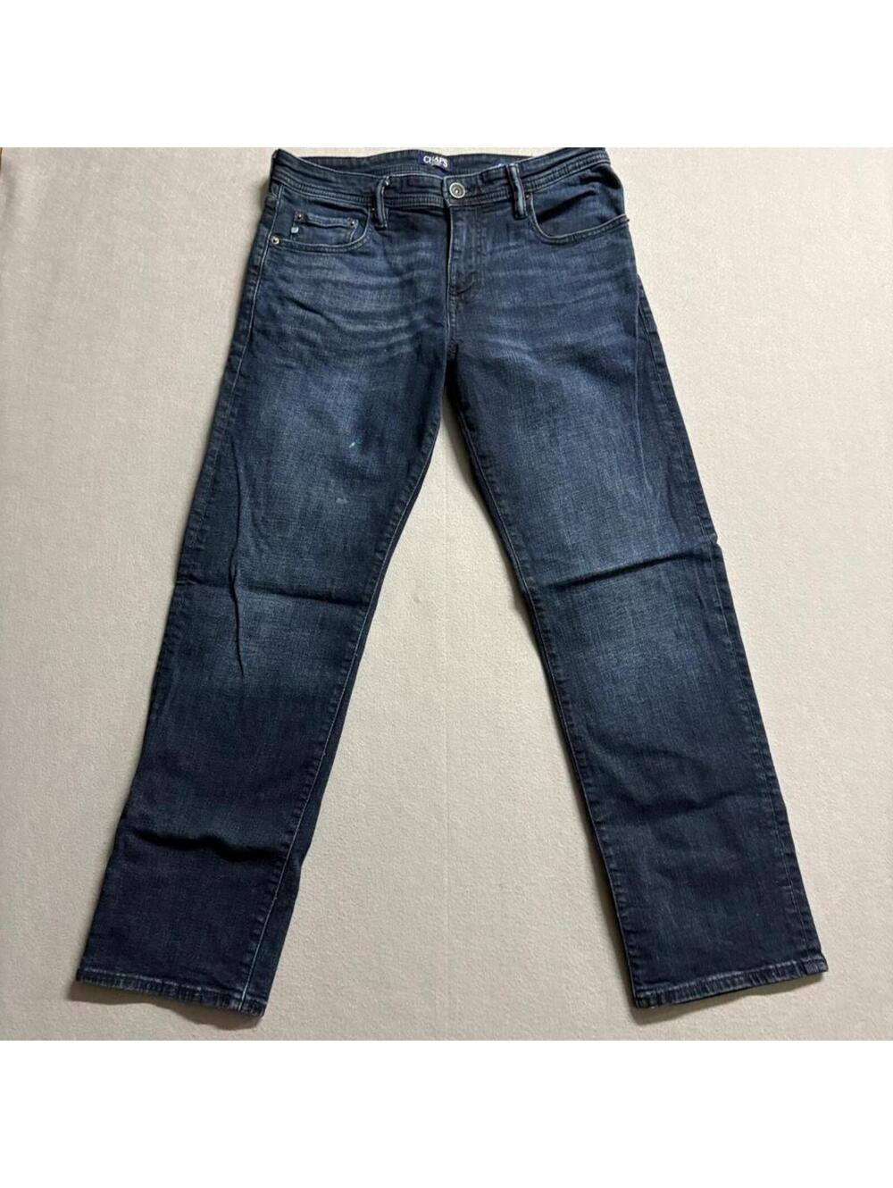 Chaps Slim Straight Jeans Mens 32x30 Dark Wash Denim Blue Pants